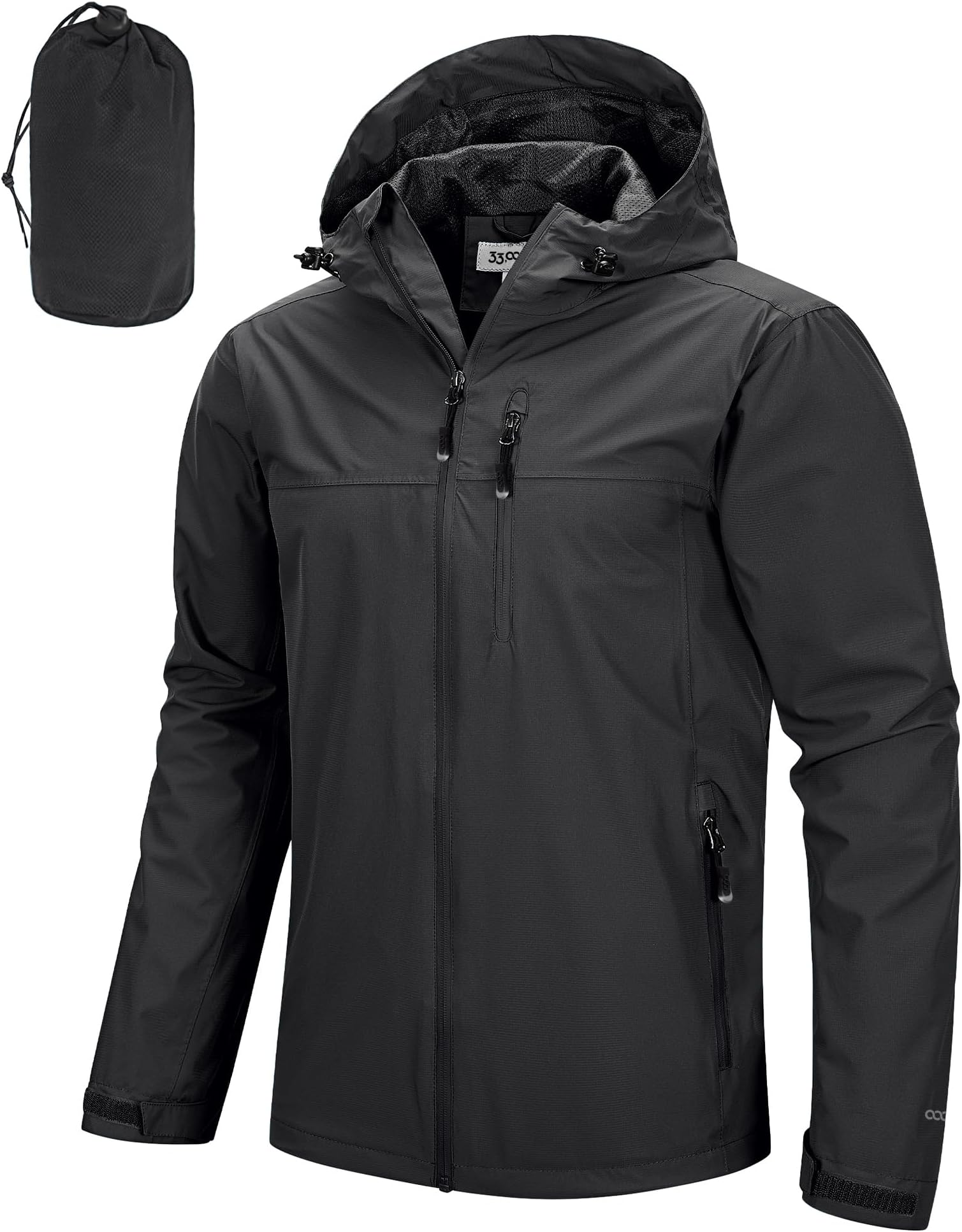 Men's Rain Jacket Waterproof Cycling Running Packable Raincoat with Hood Lightweight Windbreaker with Mesh Lining