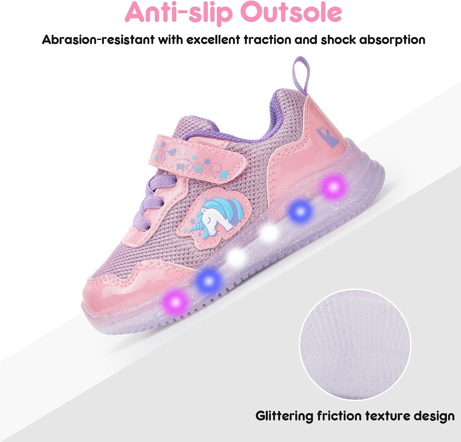 YESKIS Toddler Girls Light Up Shoes Cartoon Running Sneakers