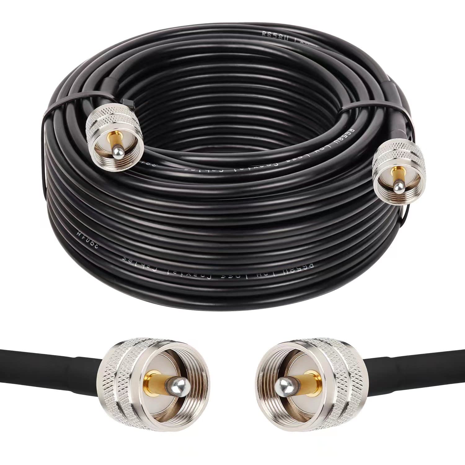 MOOKEERF PL259 - Cable coaxial UHF de 75 pies, CB coaxial RG58 UHF macho a macho para radio CB, radio jamón, analizador de antena, medidor SWR