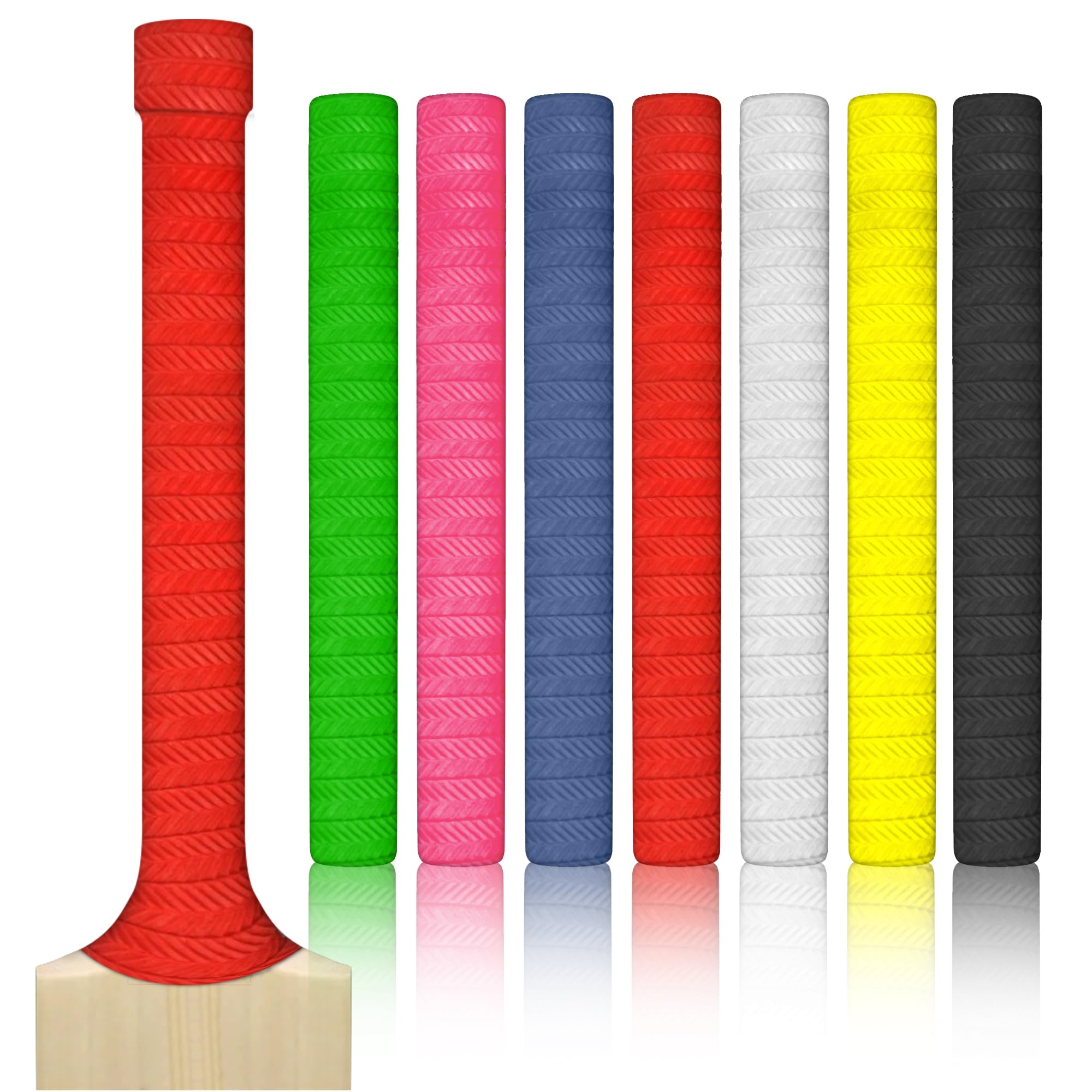 ND Sports Cricket Bat Grips – Premium Rubber Cricket Bat Grip Tape for Maximum Hold & Shock Absorption | 4 Styles | Multi-Color | Pack of 1| Durable Bat Grips Cricket (Groveed, Pack of 5)