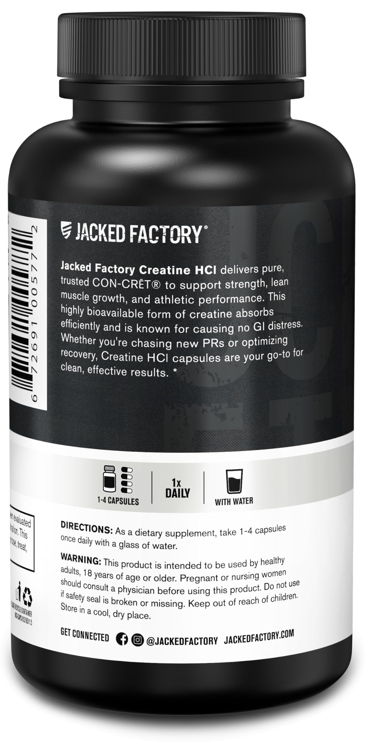 Jacked Factory Creatine HCl Capsules - CON CRET Creatine Pills 750mg - Lean Muscle Growth & Recovery, Boost Strength & Endurance, No Bloating or Cramps - 120 Capsules — Amazon image 7