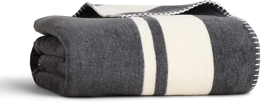 Preston Lane Highrise Throw Blanket 50" x 70", Premium Soft Cotton Blend, Soft Fluffy Blanket Throw in for Couch, Bed, Boho Home Decor & Cozy Warmth, Made in Portugal, Slate