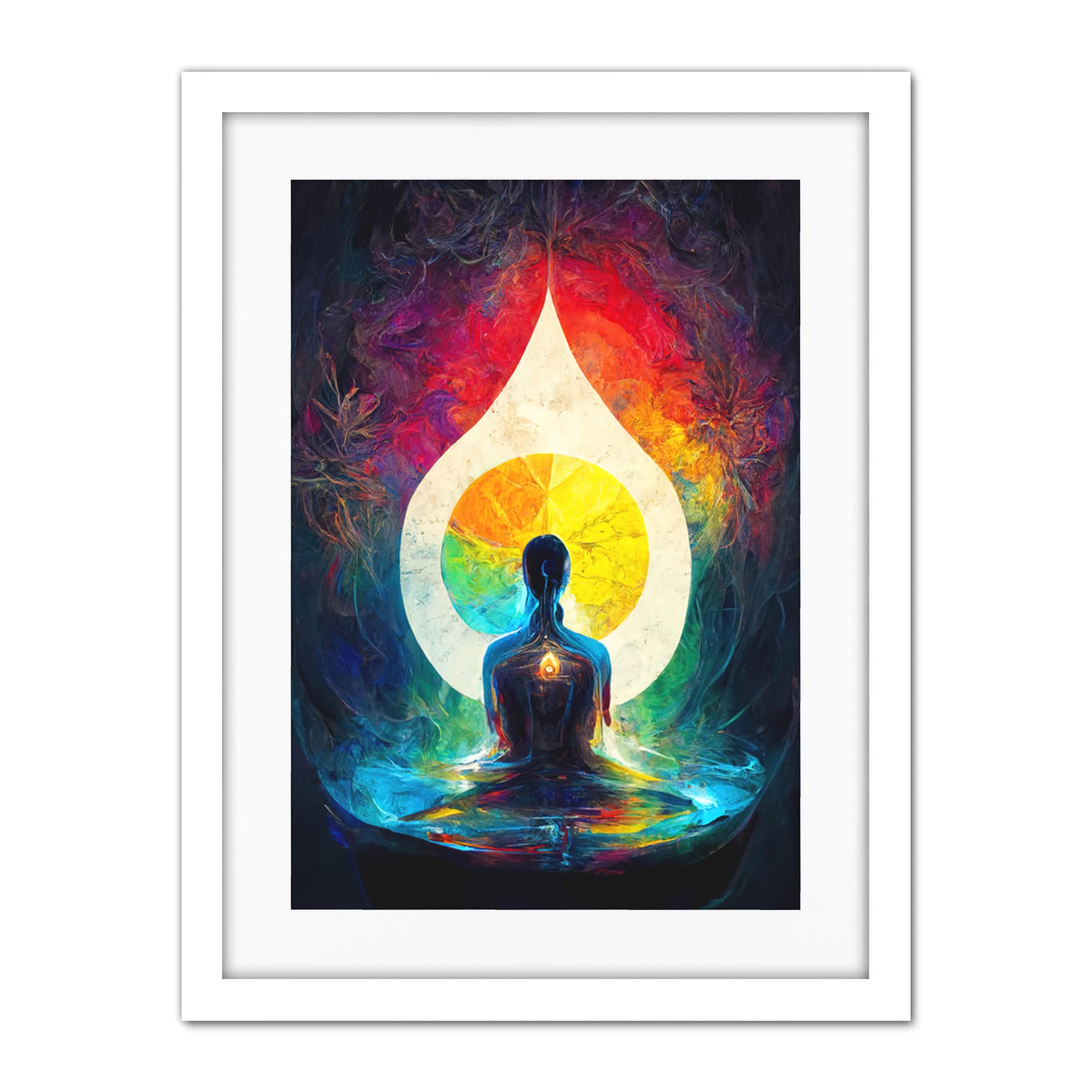 Doppelganger33 LTD 7 Chakra Meditation Energy Rainbow Relaxation Artwork Framed Wall Art Print 18X24 Inch