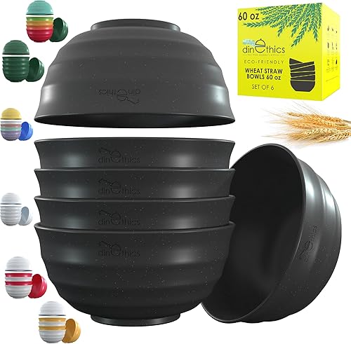 DINETHICS Juego de 6 cuencos grandes de 60 onzas Cuencos de paja de trigo Cuencos irrompibles aptos para microondas Tazones grandes para cereales DINETHICS Juego de 6 cuencos grandes de 60 onzas Cuencos de paja de trigo Cuencos irrompibles aptos para microondas Tazones grandes para cereales