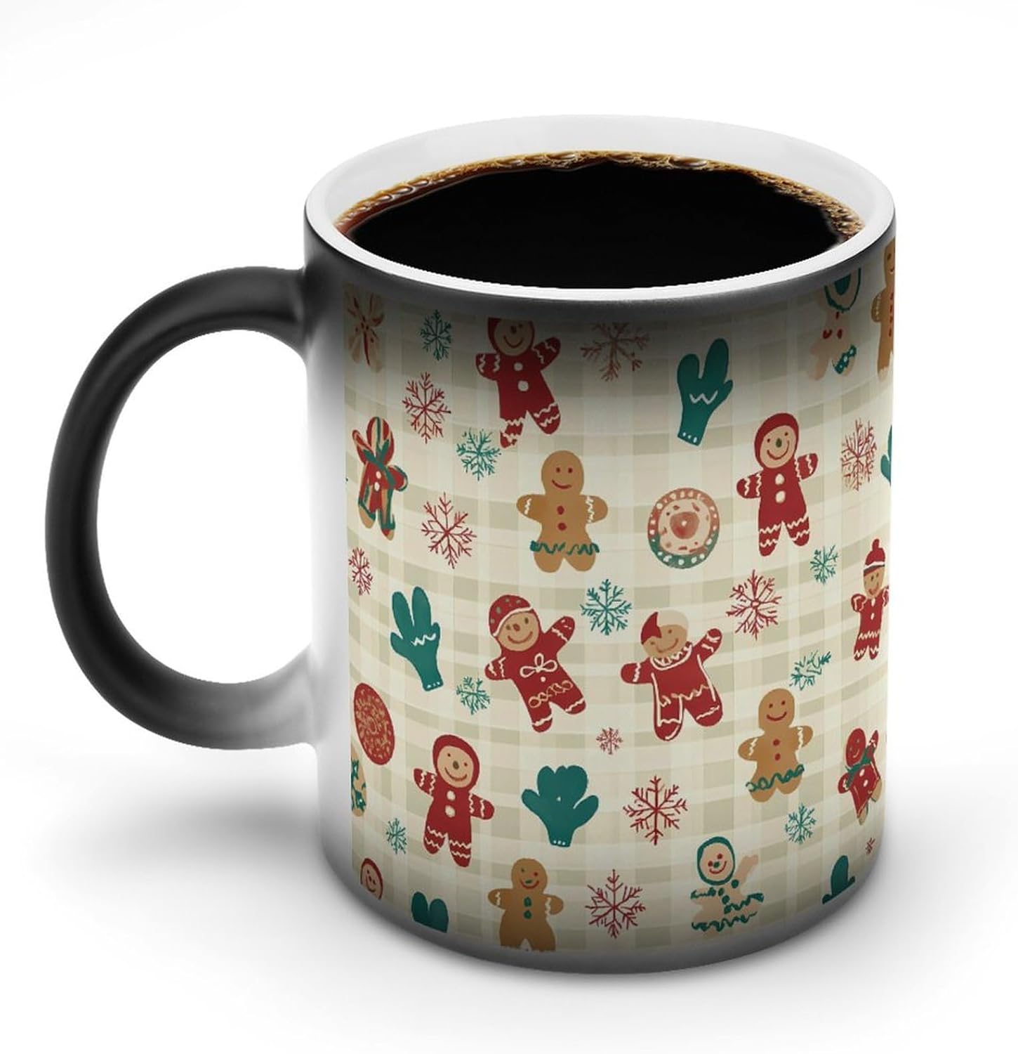 Christmas Checkered Gingerbread Funny Color Changing Coffee Mug Ceramic Magic Cup Personalized Discoloration Tea Mugs