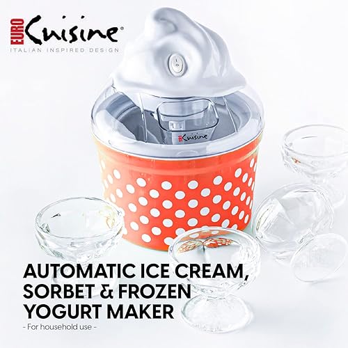 Miniatura 9 de Euro Cuisine Máquina para hacer helados, sorbete y yogur congelado, máquina para hacer helado casera y servir suave con 4 tazas de vidrio, cuenco