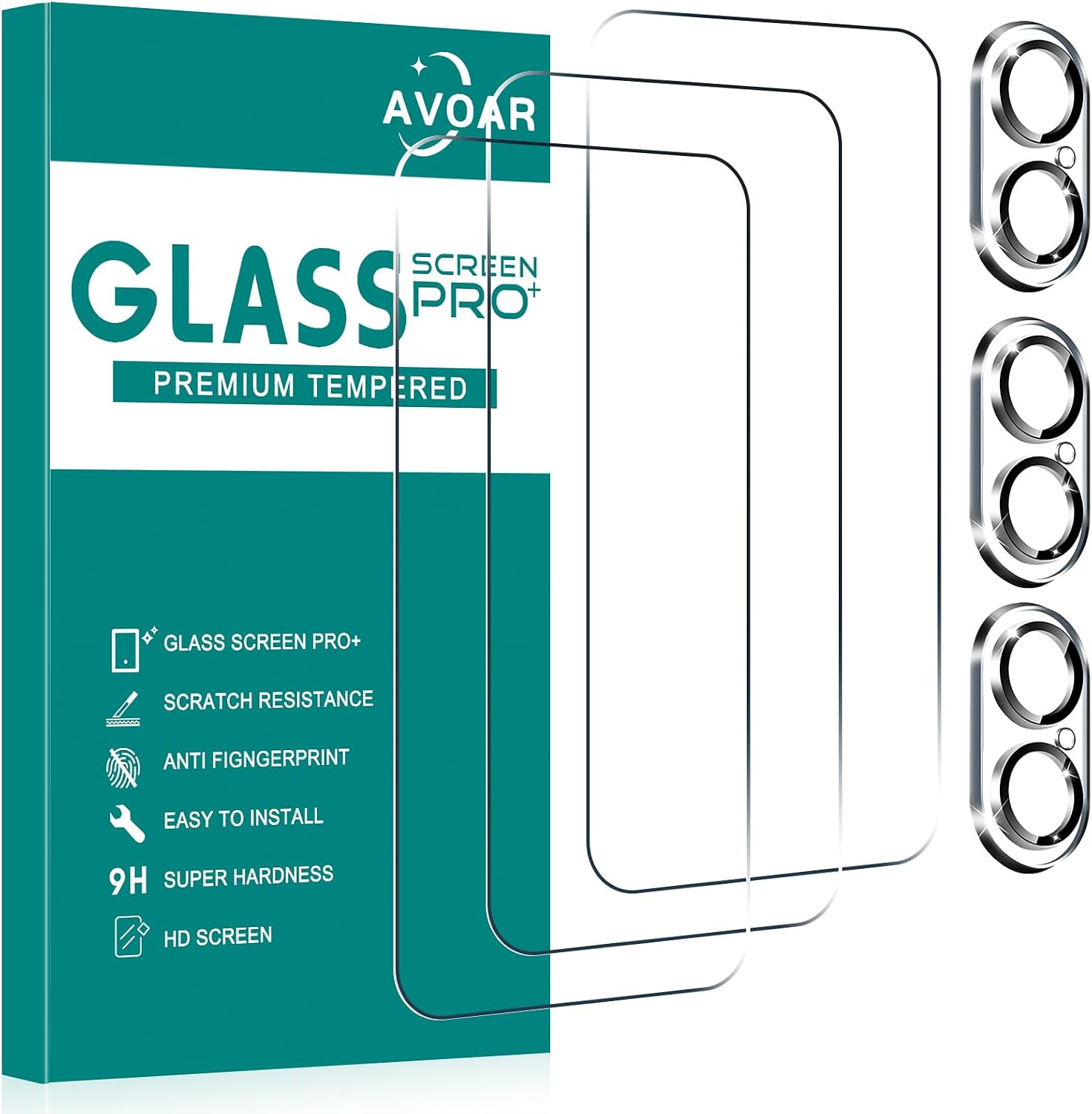 [3+3 Pack Glass Screen Protector for iPhone 16 with Camera Lens Protector, 6.1 Inch HD Clear Tempered Glass Film for iPhone, Anti-Scratch, Bubble Free, Case-friendly - Amazon product rated Grade D