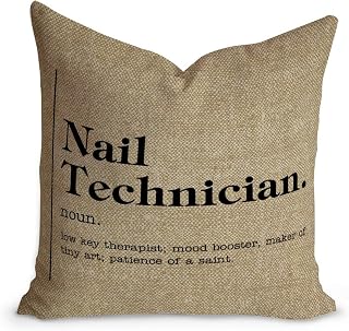Cheyan The Definition of Nail Technician Throw Pillow Covers, Canvas Modern Pillowcase Square Cushion Case for Couch Sofa Bed Outdoor Home Decor 18"×18"