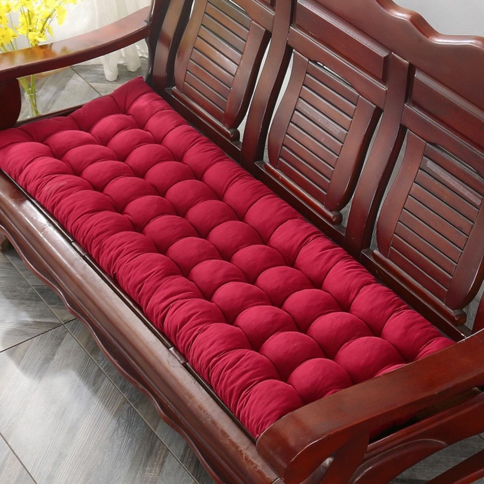 BangDon Garden Sunlounger Cushion Only Sun Lounger Padded Cushions Portable Thick Garden Recliner Chair Cushion Anti-slip with Secure Ties for Patio Pool Office (Red,50 * 50)