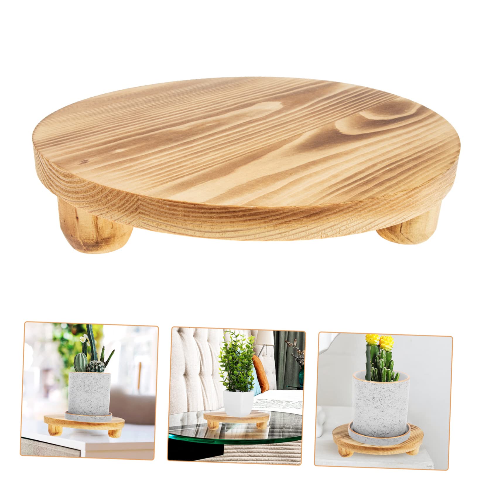 Soporte Estable de Madera para Macetas de Jardín, Base Khaki | Expositor para Macetas, Uso en Jardín Interior y Pasillos, Tamaño Compacto