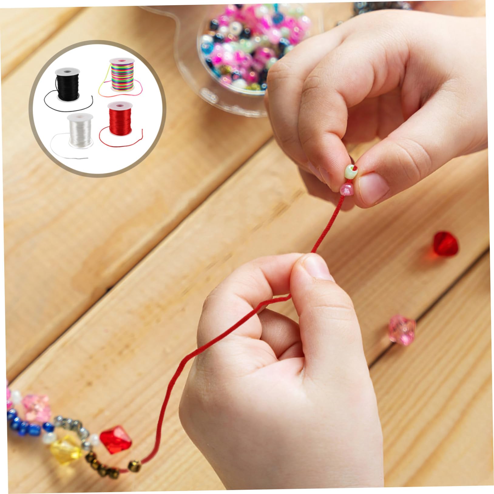 4 Cordoncino Cerato per Bracciali e Collane Filo Cerato Resistente per Macramè Twine per Gioielli e Fai da Te Colori Rosso Bianco