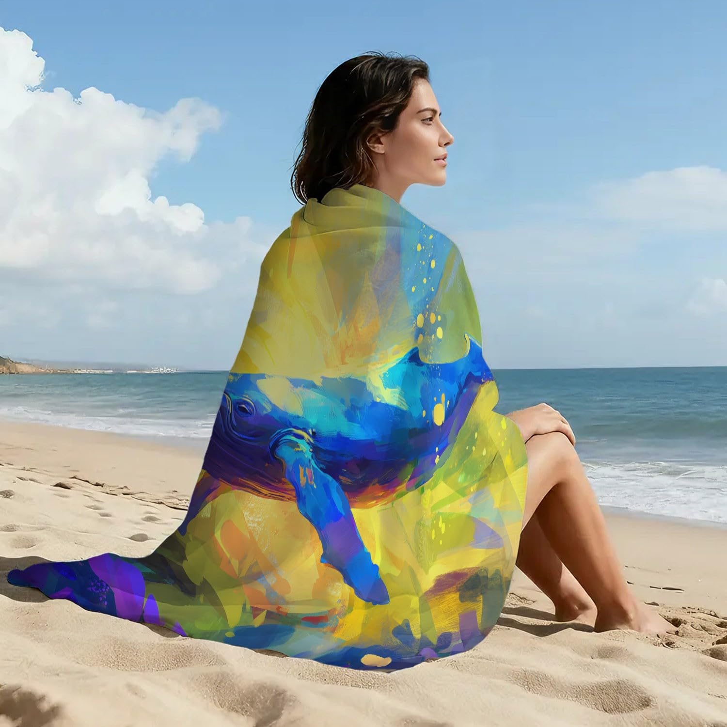 Générique Telo mare anti sabbia ad asciugatura rapida, 200 cm x 100 cm, moderno, allegro, asciugamano da spiaggia in microfibra, energia divertente, luminoso, arancione, veloce e assorbente, super