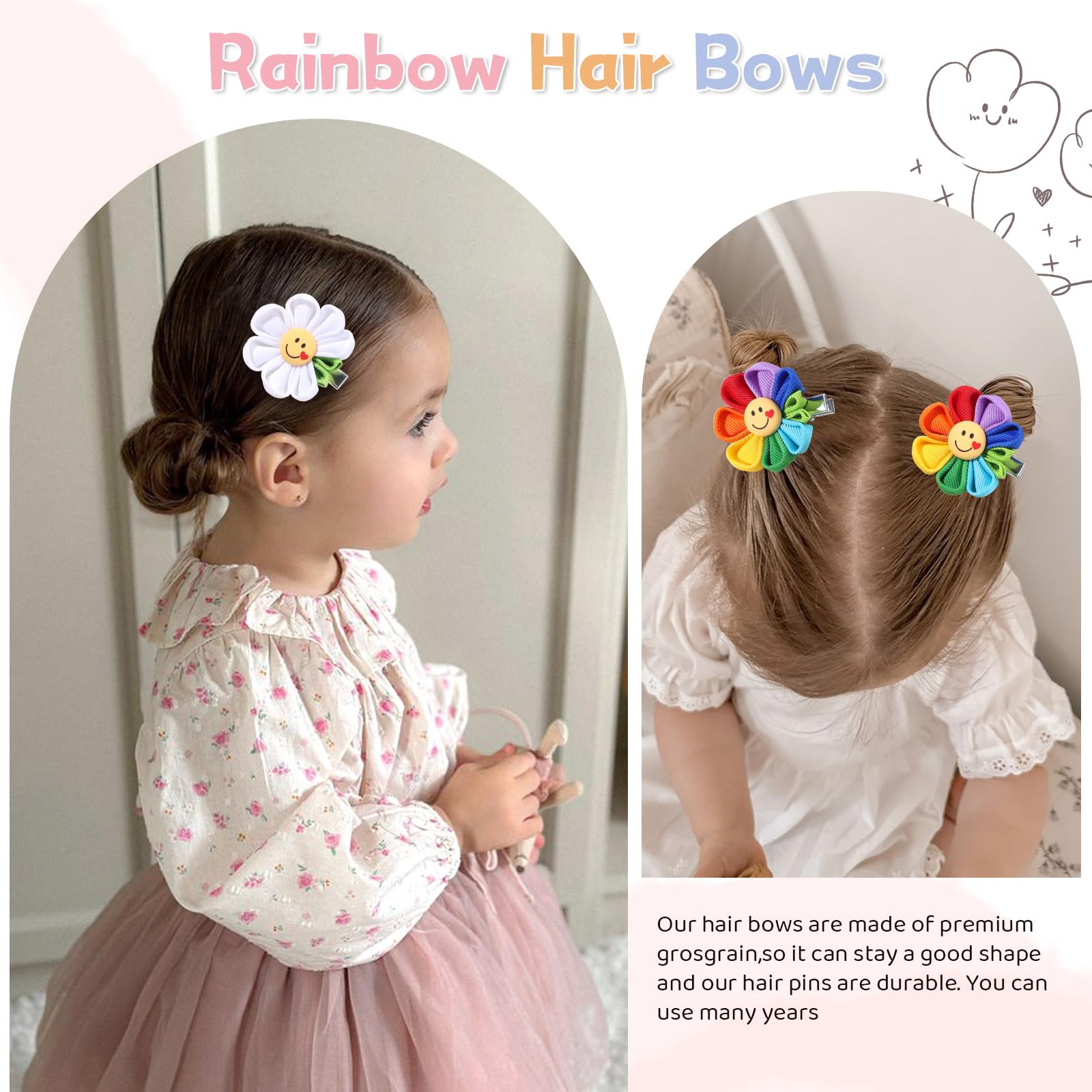 Rainbow Kids Hair Bow Rainbow Kids Hair Clips, Mini Hair Bow Clips, Colorful  main image 2