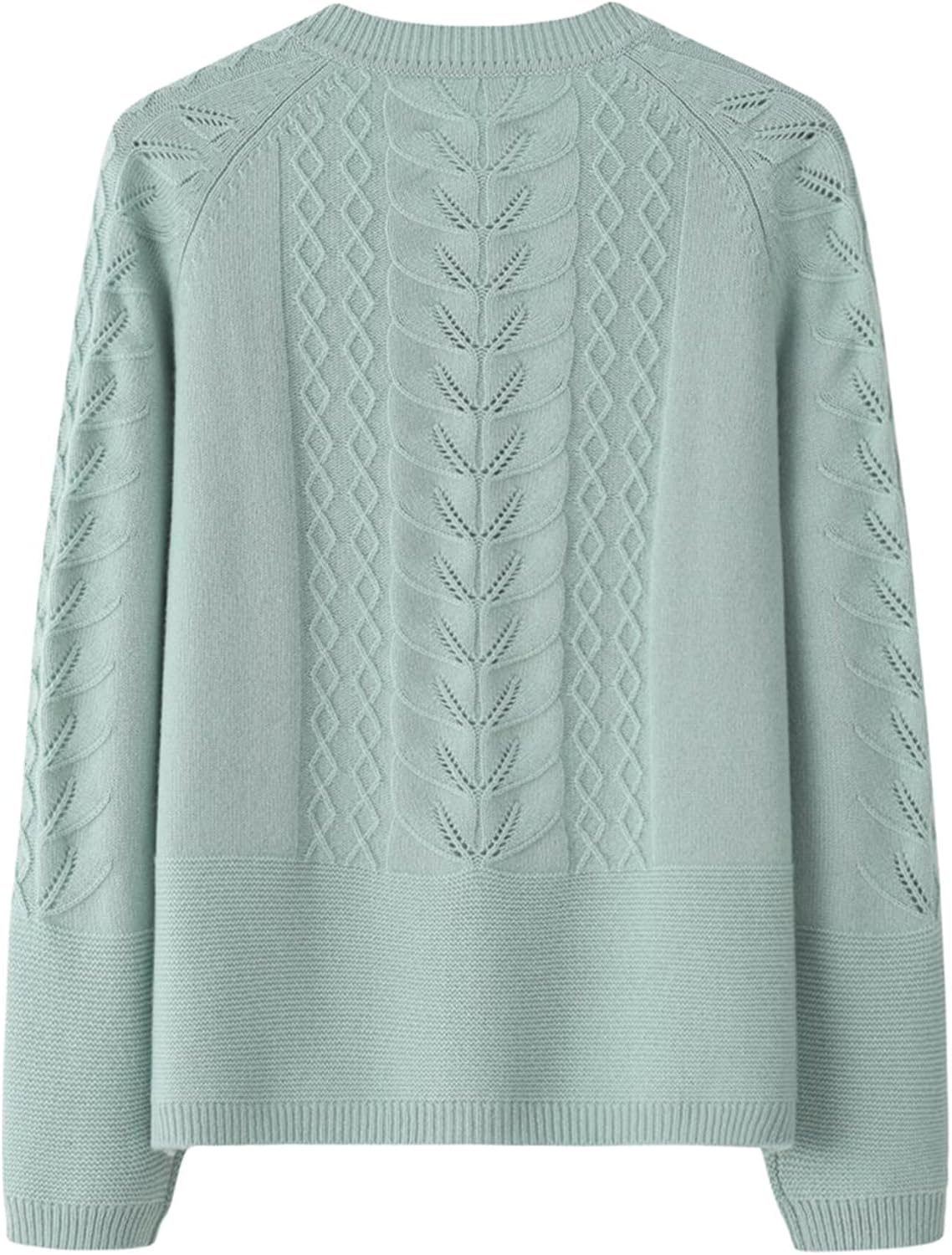 HNVAVQ 100% Pure Cashmere Cardigan Sweaters for Women Long Sleeve Crewneck Sweater image 2
