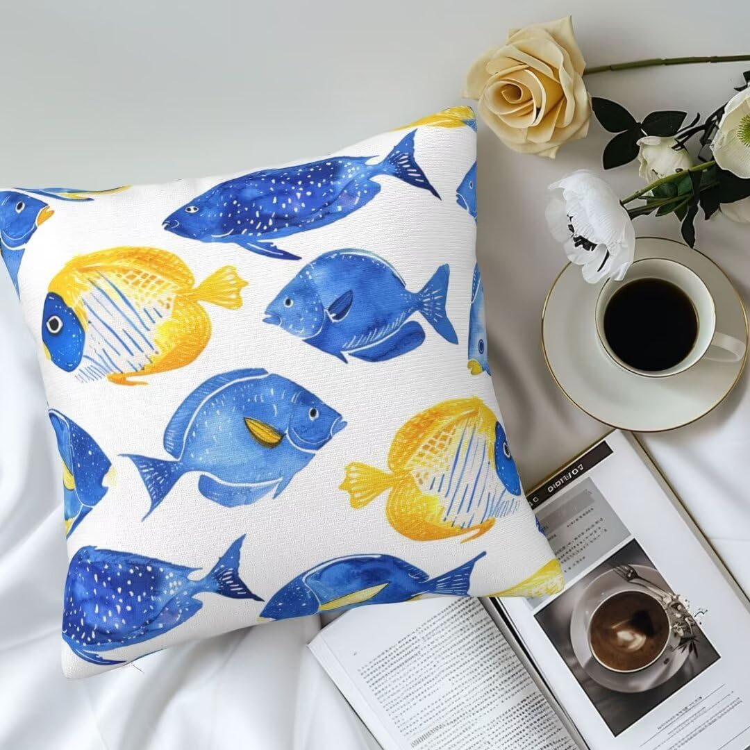 Funda Cojin 60 X 60 cm Fundas Cojines Dibujos animados Cojines Cama Decorativos Juego de 2, Pez Funda de Almohada Lumbar Cuadrado Cojines Sofa para Sala de Estar Dormitorio Decoracion Hogar -xh403