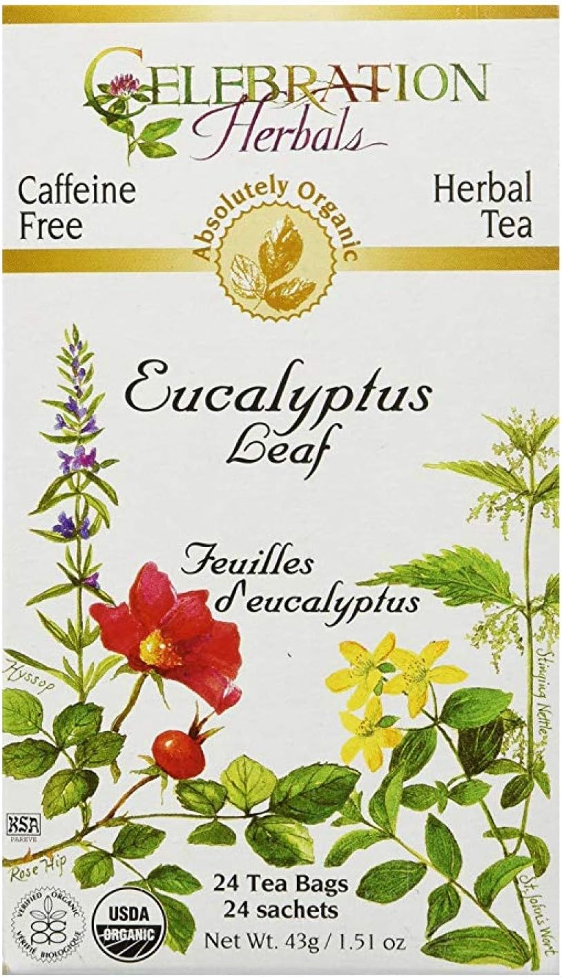 Celebration Herbals Organic Eucalyptus Leaf Tea Caffeine Free -- 48 Herbal Tea Bags
