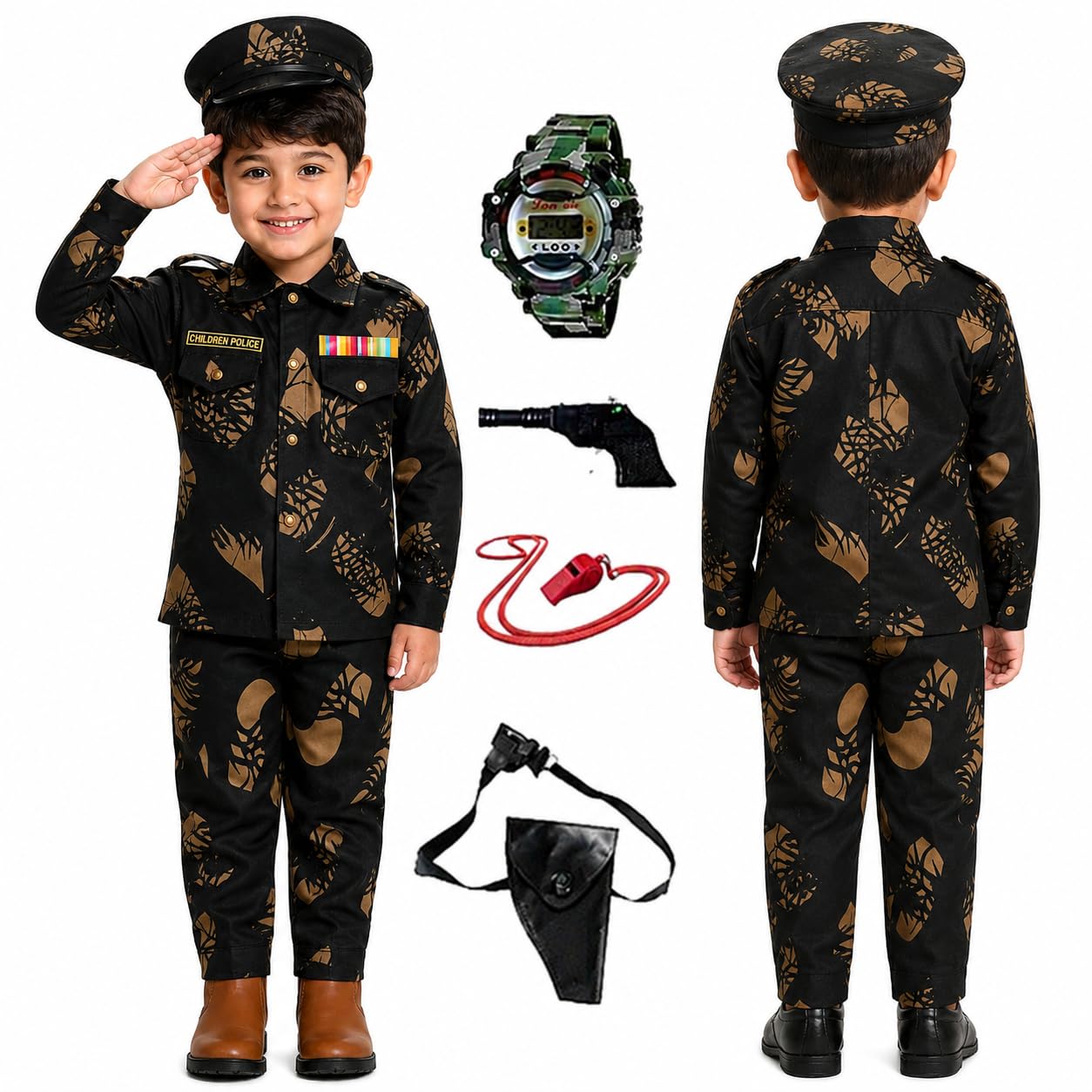 Military Uniform Set for Children | Kids Combat Style Fancy Dress for Boys Girls, Republic Day Parade, Cultural Program, School Competition, Independence-image-24