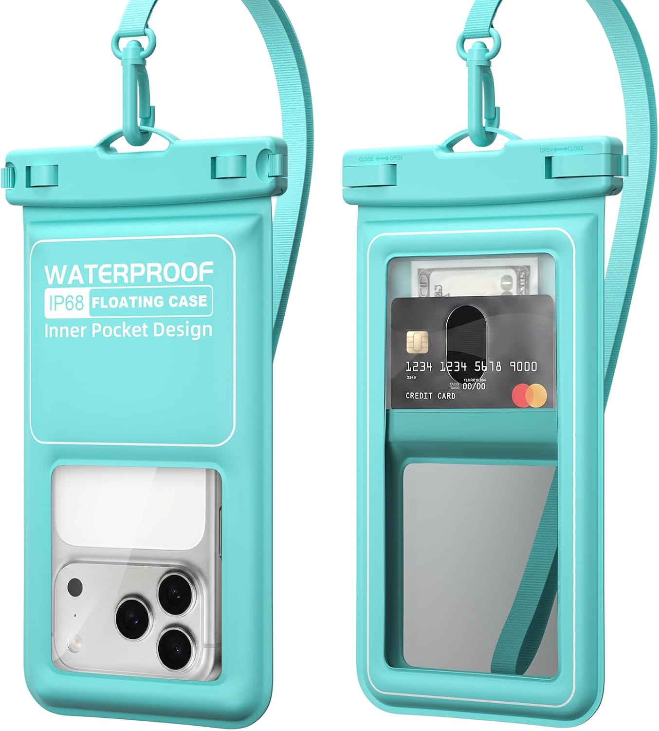 2Pack IPX8 Universal Waterproof Phone Pouch with Inner Card 