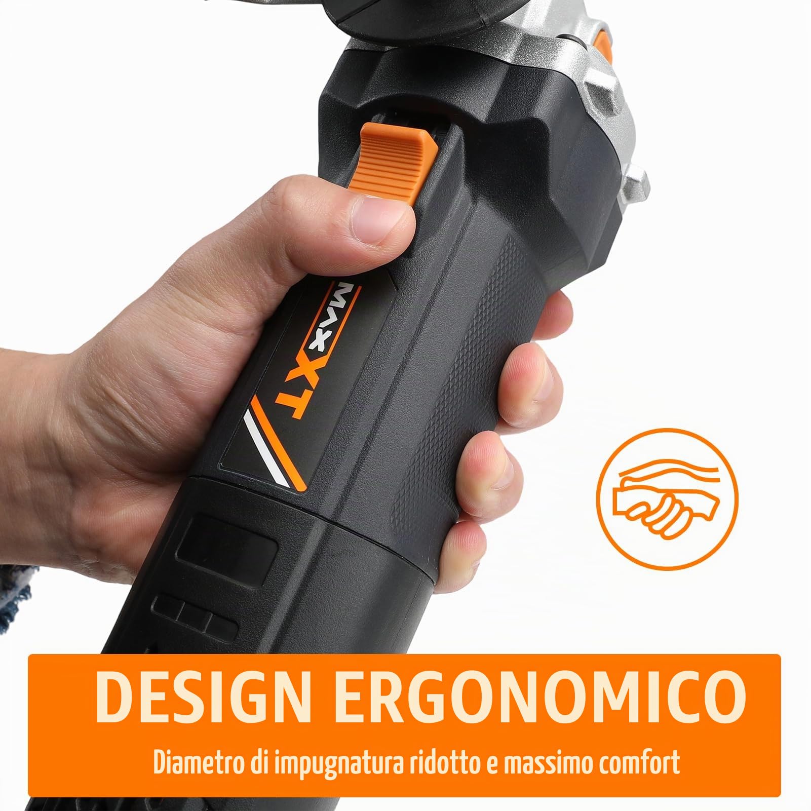 MAXXT Smerigliatrice angolare 125 mm | 1700W con Avvio graduale & Protezione sovraccarico – 12.000 giri/min per taglio, smerigliatura e lucidatura di precisione