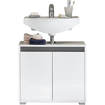 Trendteam Smart Living Badezimmer Waschbecken Unterschrank Schrank Sol 67 X 60 X 36 Cm In Korpus Weiss Front Weiss Hochglanz Mit Viel Stauraum Amazon De Kuche Haushalt