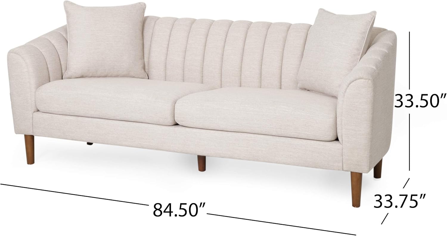 GDFStudio Contemporary Fabric 3 Seater Sofa, Beige and Dark Brown