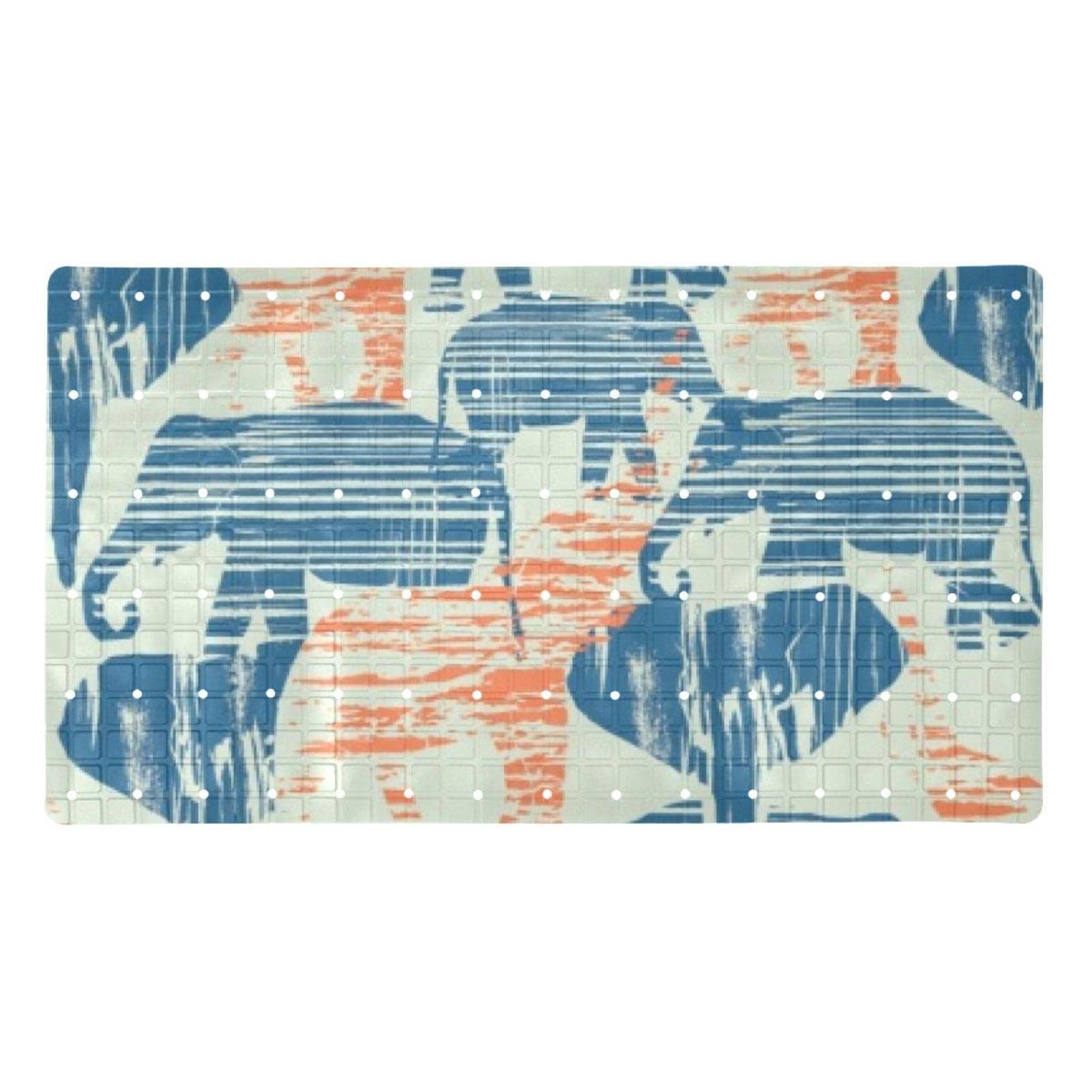 Tapis de baignoire pour enfants et seniors au motif éléphant abstrait pour un bain serein