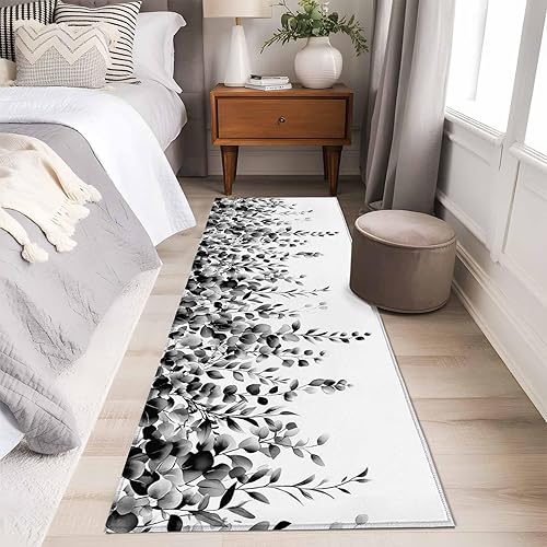 Miniatura 5 de 2x6 Kitchen Runner Rug, Grey Eucalyptus Non-Skid Rubber Backing Large Rectangle Rugs - Living Room Bedroom Home Office, Gradient Retro Watercolor