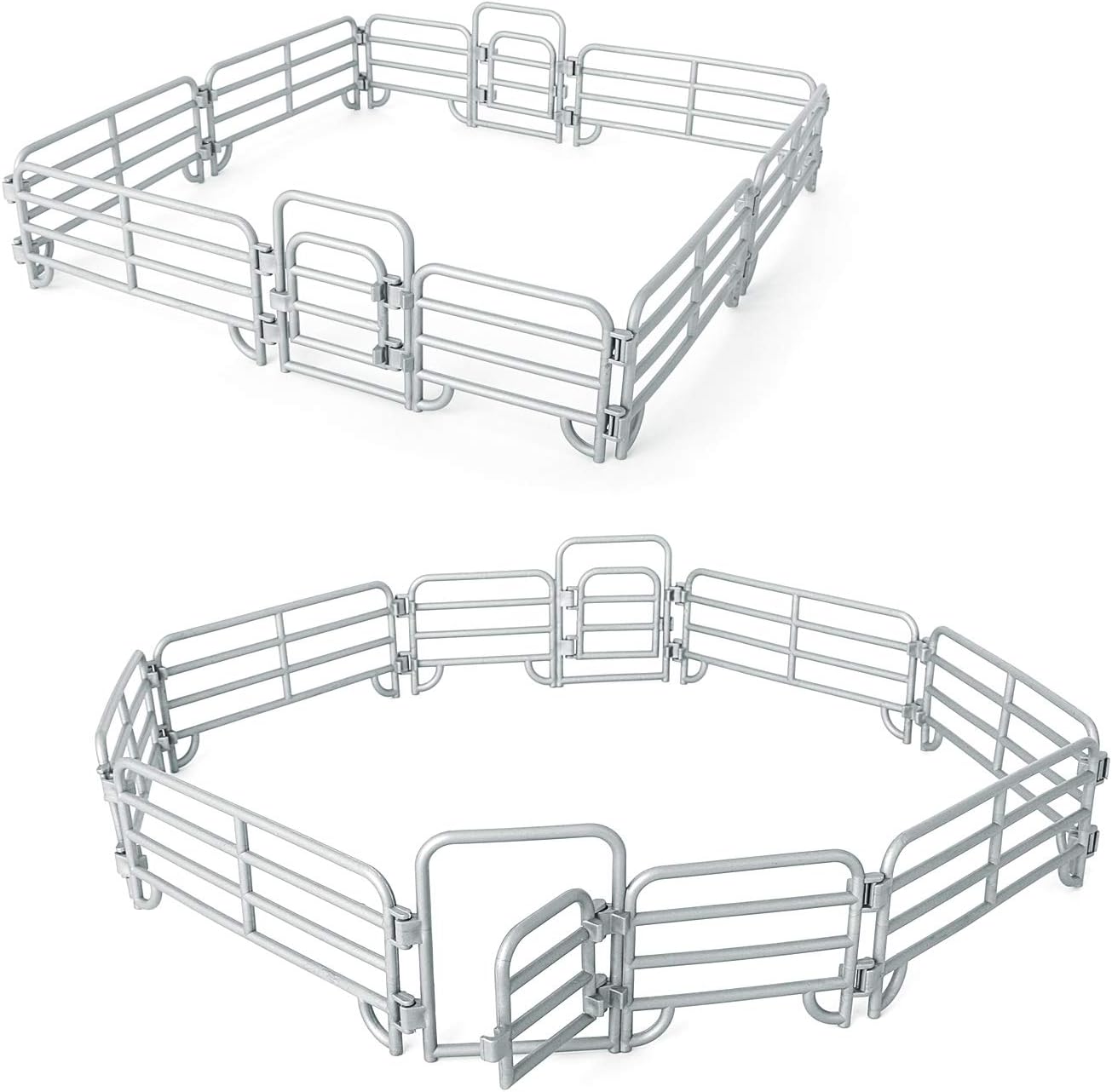 16 Pcs Horse Fence Toys Panel Accessories Playset Farm Figures Barn Animal Figurines for Toddlers Kids Preschool Educational Set Decorations