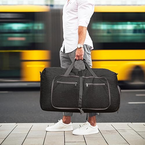 Miniatura 9 de Vomgomfom Bolsa de viaje plegable de 65L85L115L, equipaje facturado ligero con compartimento para zapatos, bolsa de fin de semana resistente al agua