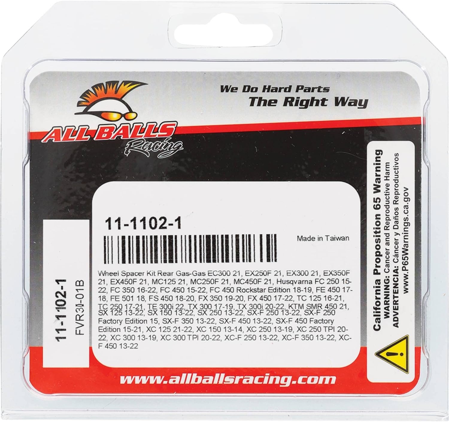 All Balls Racing Wheel Spacer Kit Rear Compatible With/Replacement For Husqvarna Fc 250 15-17, Fc 350 16-17, 11-1102-1