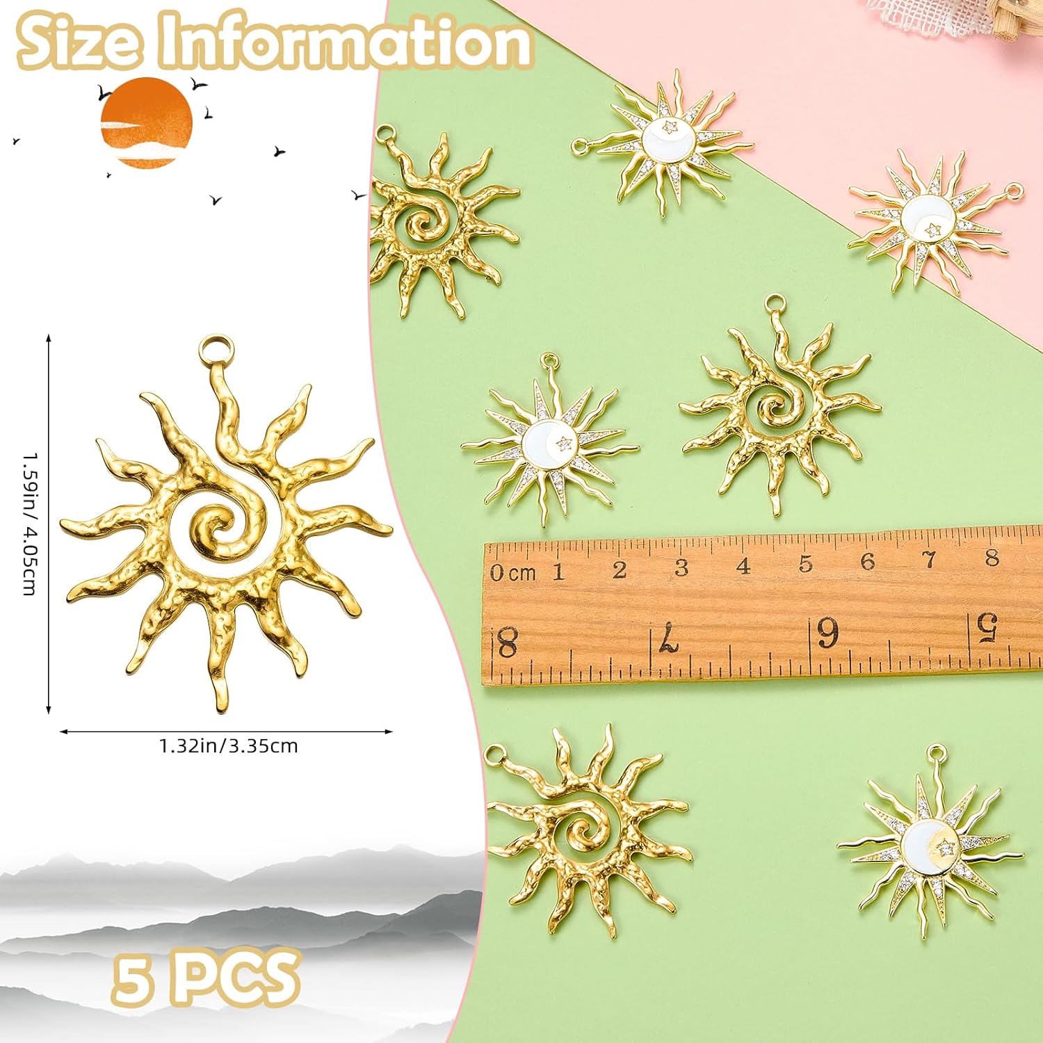 Celestial Sun Charms for Jewelry Making Moon Pendants for DIY Bracelet Necklace Accessories - Image 2