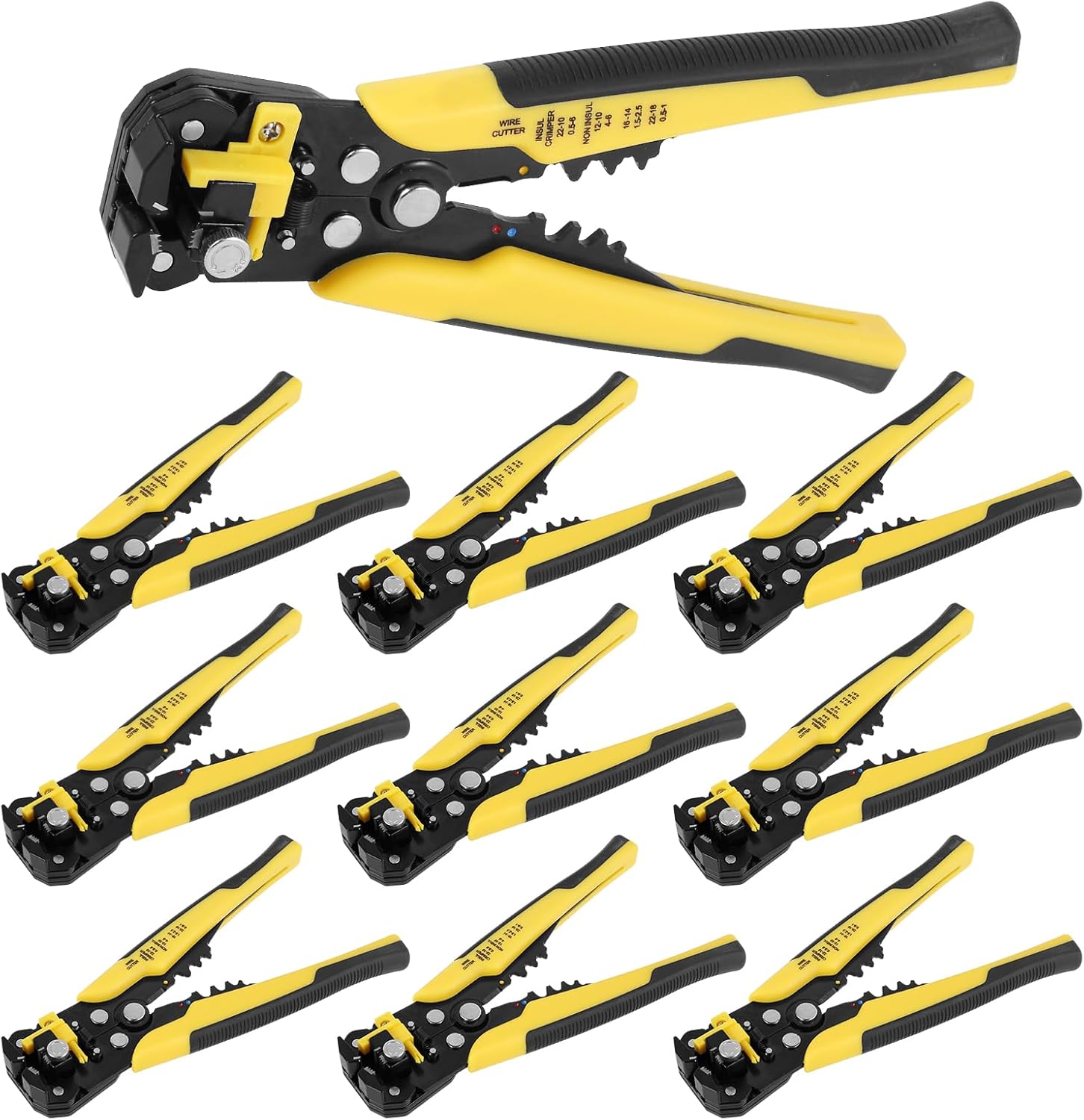 10PCS 18 IN 1 Automatic Wire Stripper Plier 24-10AWG Adjustable Cable Stripping Cutter Multifunctional Electrical Wire Stripping Tool Wire Cutting Crimping Plier for Wire Cable