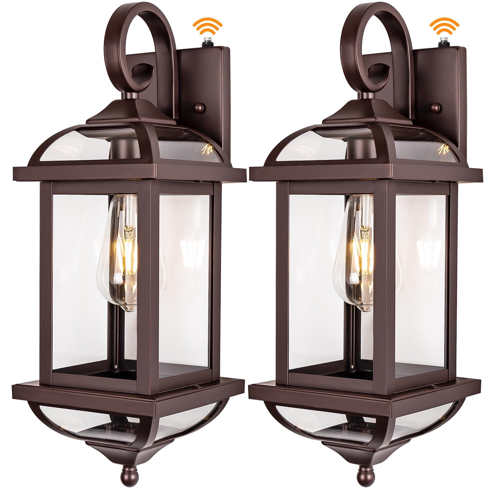Photo 1 of Roravilila 18” Bronze Outdoor Light Fixtures with Dusk to Dawn Sensor 2-Pack, Anti-Rust Aluminum Brown Outside Lights for House Enclosed Bottom Exterior Lighting Scones IP65 Waterproof Wall Lanterns