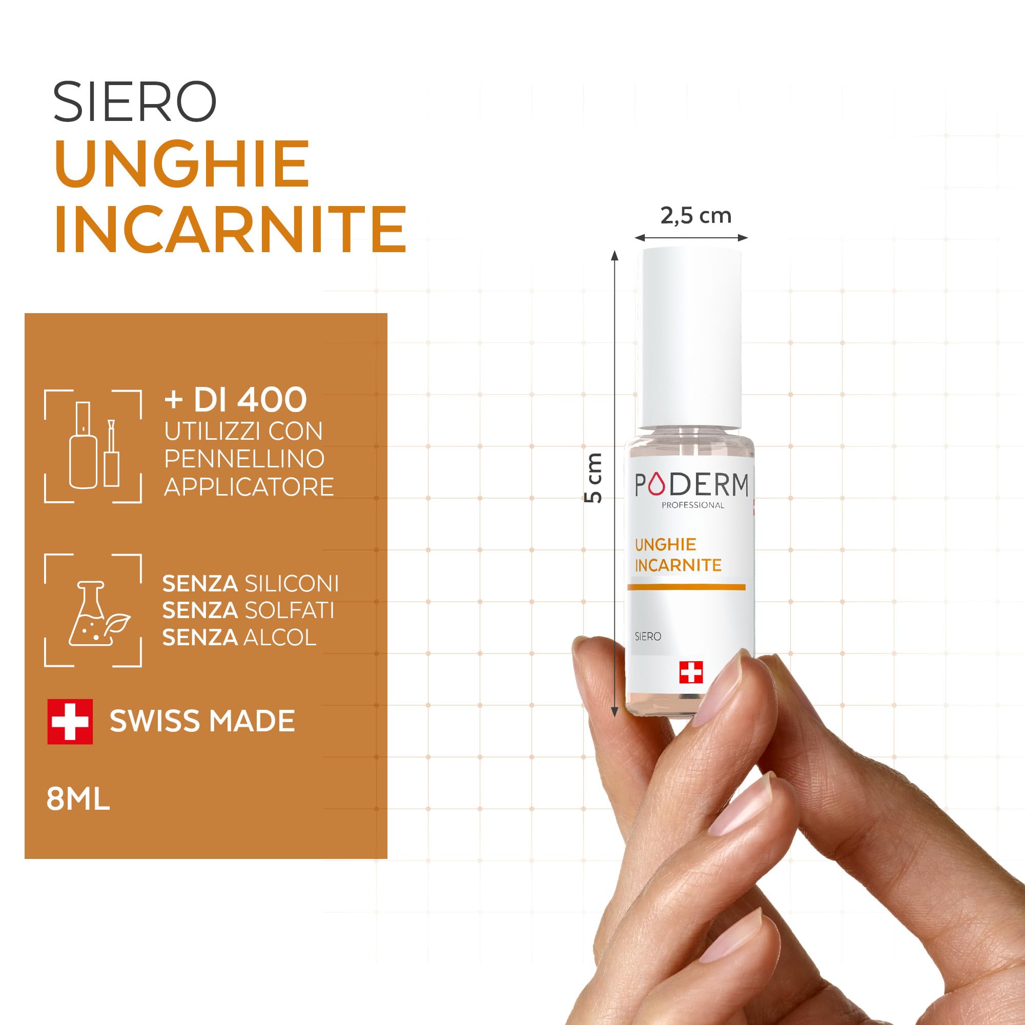 PODERM UNGHIE INCARNITE PIEDI | Previene le unghie incarnite e ammorbidisce l'unghia | Trattamento professionale | SWISS MADE