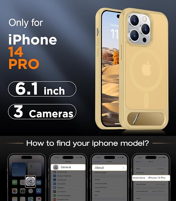 Temdan Magnetic Compatible with iPhone 14 Pro Case, [Built-in Invisible Kickstand][Compatible with MagSafe] [Military Grade Shockproof] Slim Translucent Matte Phone Case for iPhone 14 Pro 6.1" by Temdan - Used condition - Image 2