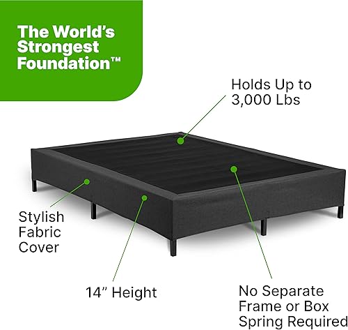 Miniatura 2 de GhostBed Base de cama y colchón con somier, marco de plataforma de metal con soporte de listones, cubierta de tela y soportes de cabecero, tamaño