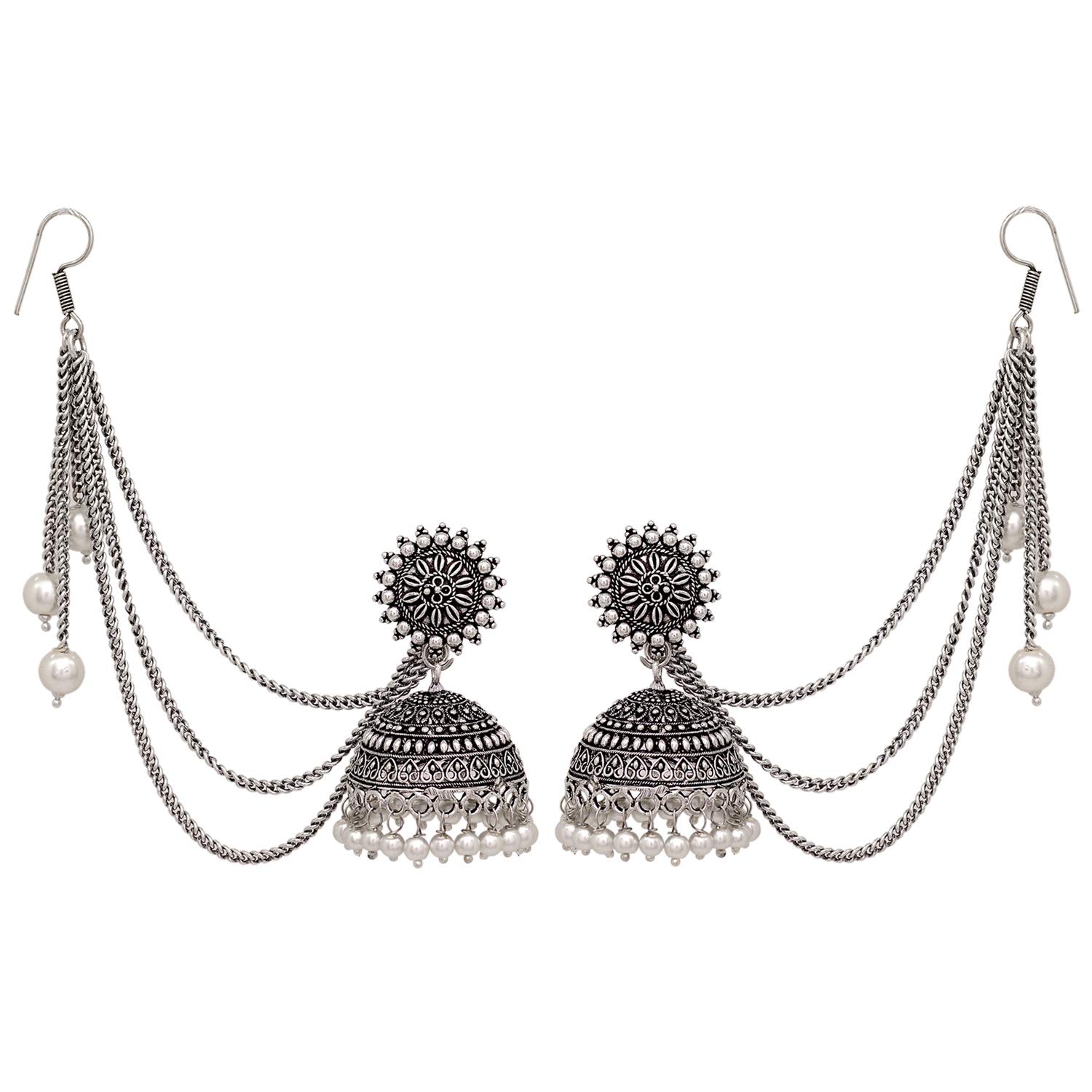 V L IMPEX Sun Shape Lightweight With Pearl Beads Silver Plating Oxidised Girls kashmiri jhumki Earring (B0841JXZSK) Amazon Price History, Amazon Price Tracker