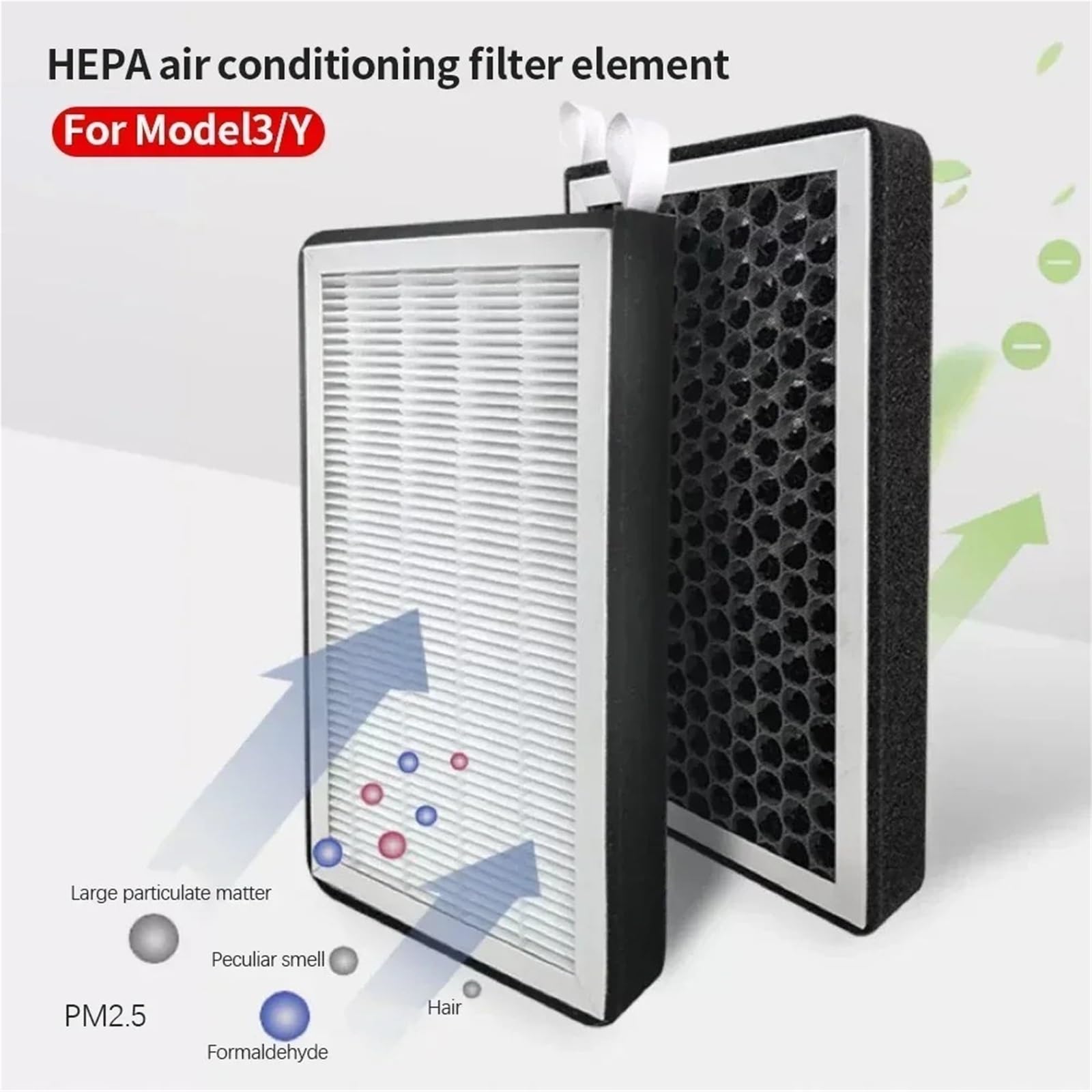 LUTFI Auto Filtro Aire para Modelo 3 Y 2023, 2 Unids/Set, Filtros De Aire Cabina HEPA, Filtro Carbón Activado para Coche