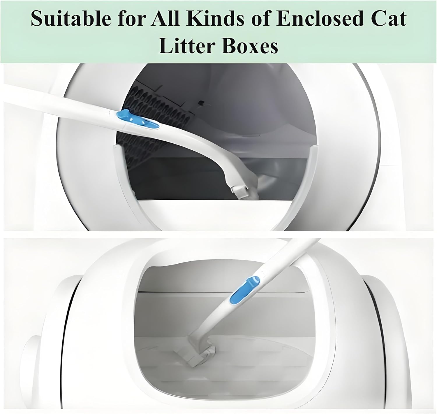 Cat Litter Box Cleaning Brush Set Including 12 Pairs(24 peices) Disposable Brush Head Cleaning Dead Corners Cleaning the Bin Without Dirty Hands Long Handle Brush image 4