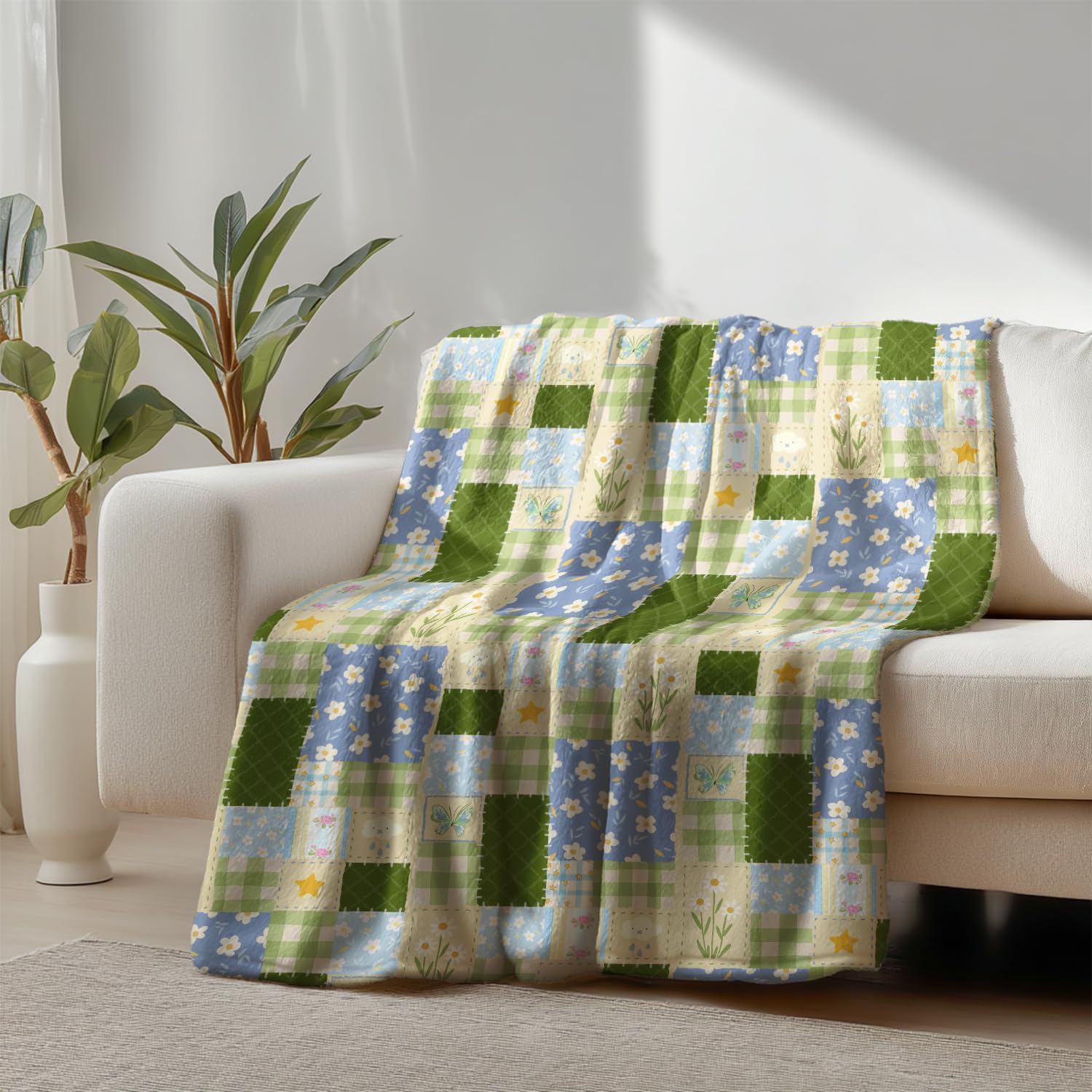 Horaldaily Spring Summer Flannel Blanket Throw, Colorful Tulips Butterfly Soft Fuzzy Plush Cozy Fleece Blankets for Couch Sofa Bed Lounging, Ideal Gifts for Kids Adults Self, 50x60 - Image 2