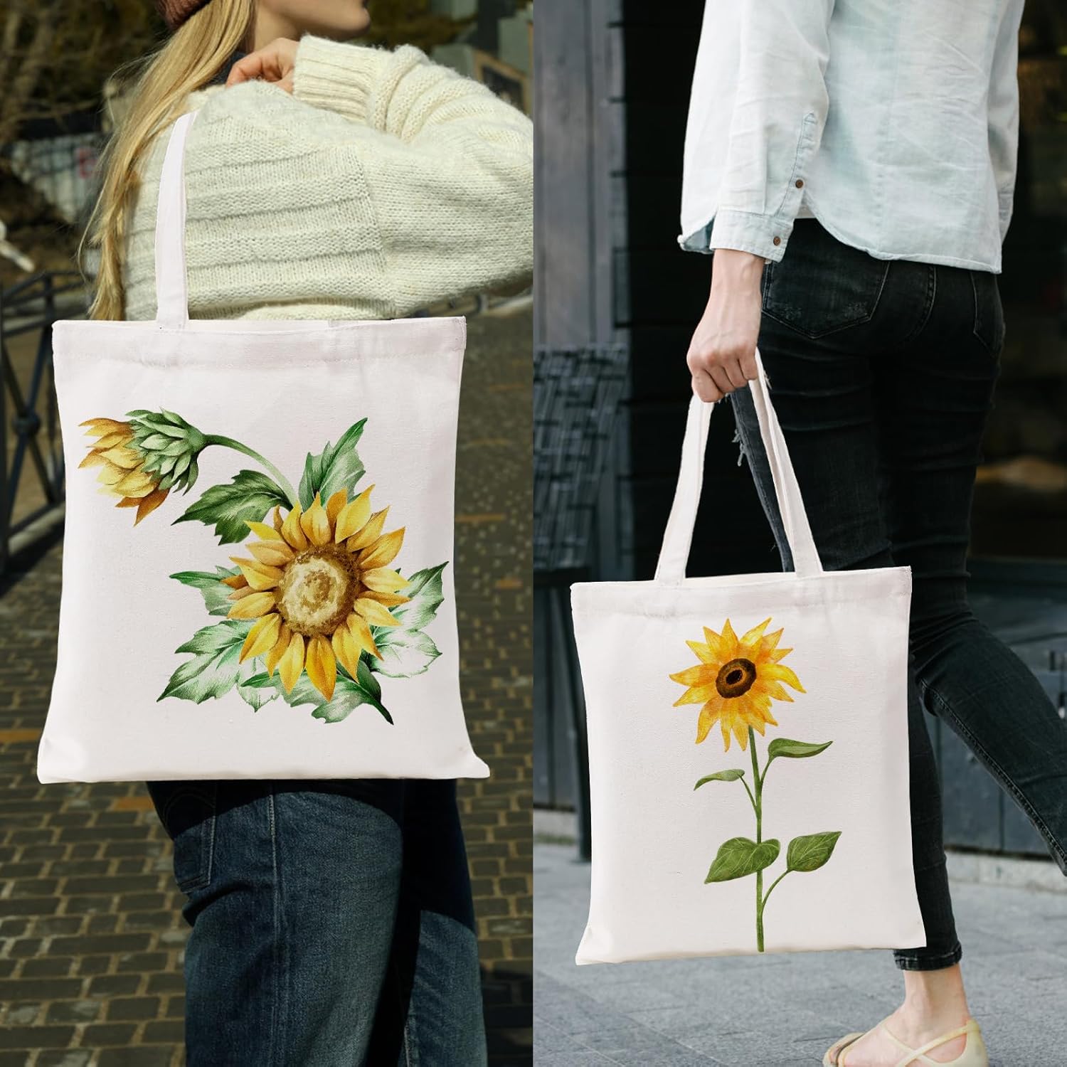 DEAYOU 12 Pack Canvas Tote Bag, 13" x 14" Sublimation Blank Cotton Cloth Bags, White Reusable Grocery Bags with Handles for Shopping, DIY Crafting, Heat Transfer, Gift, Activity - Image 2