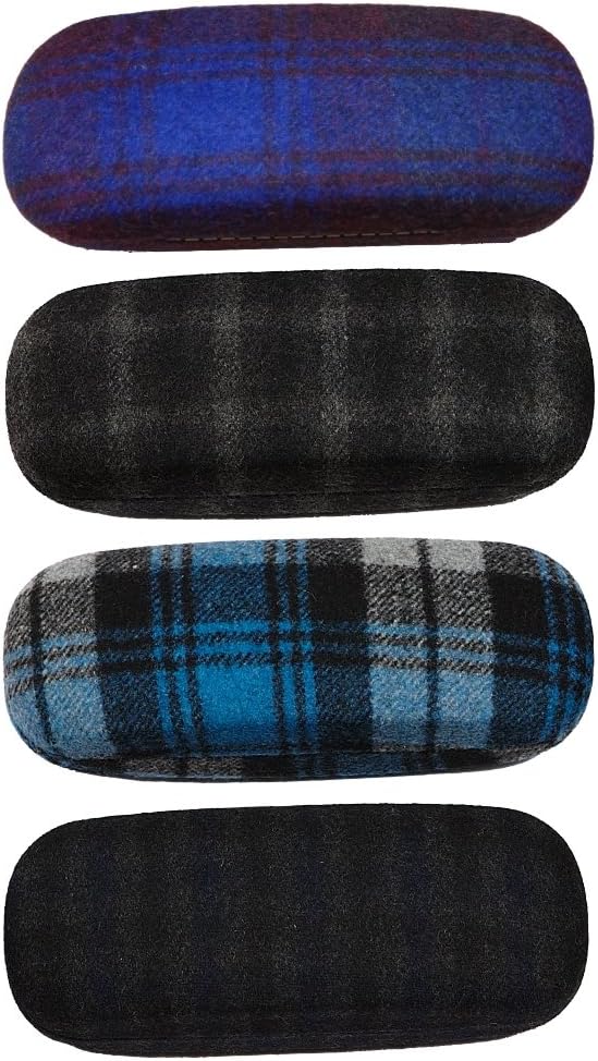 Large Luxury Soft Gift Reading Glasses Case TARTAN CASE (BLUE)