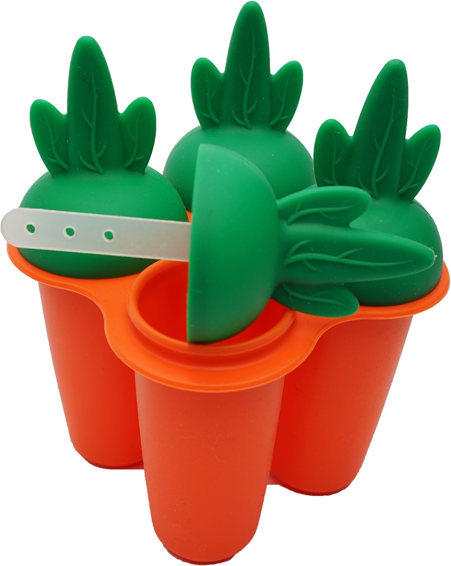 Reusable Popsicle Molds Ice Pop Molds Maker Baby Kid Infant W/Drip Catcher Healthy Fruit Snack Food Grade Silicone BPA FREE by Bambini Bear - Carrot Orange
