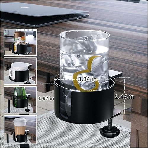 Miniatura 3 de OOKUU - Portavasos antiderrames para escritorio o mesa, accesorios de escritorio resistentes y duraderos, fácil de instalar, suficiente para