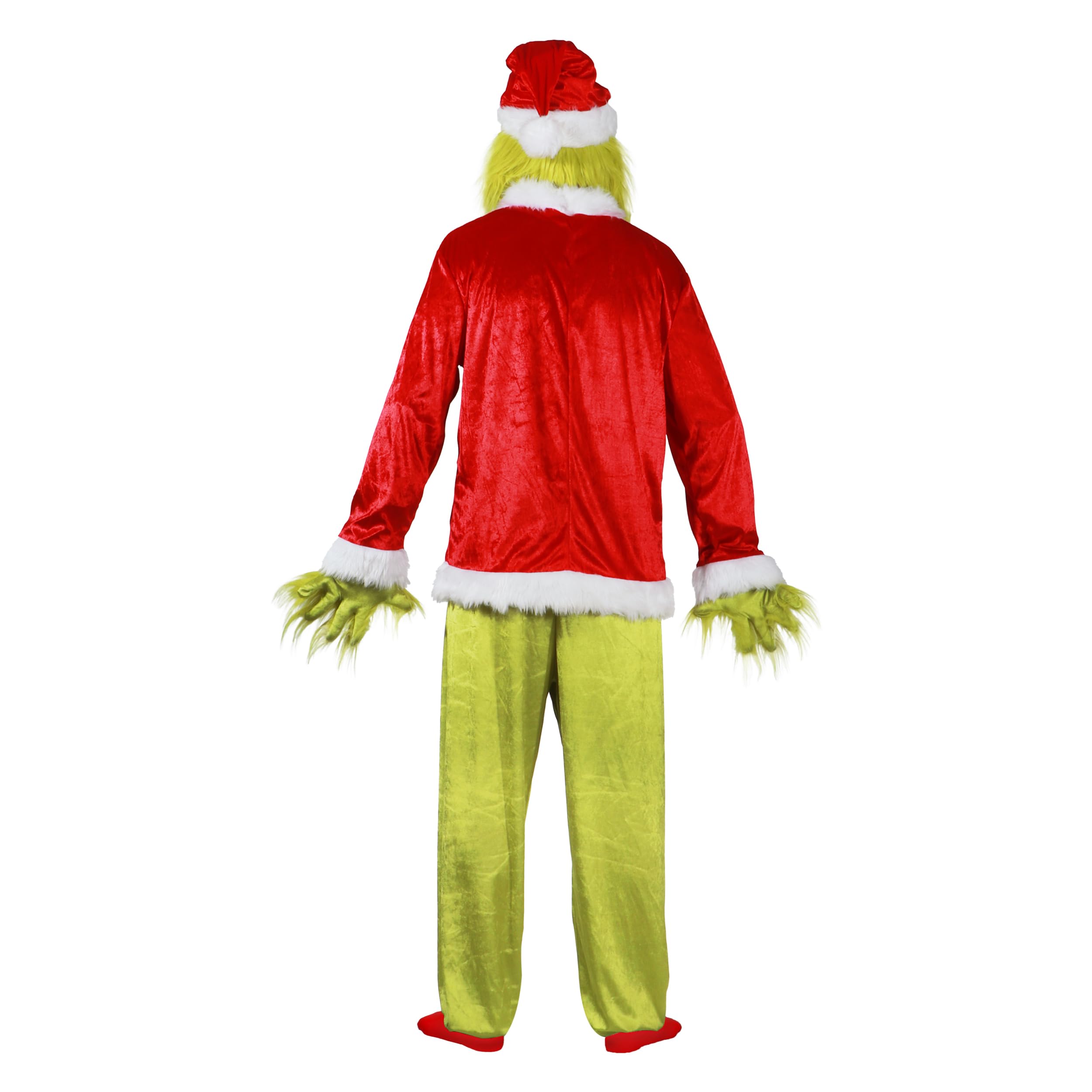 Chaks - Kostium Grinch™, 5-częściowy zestaw dla dorosłych, na karnawał, strój świąteczny z maską, czapką, topem, spodniami, rękawiczkami
