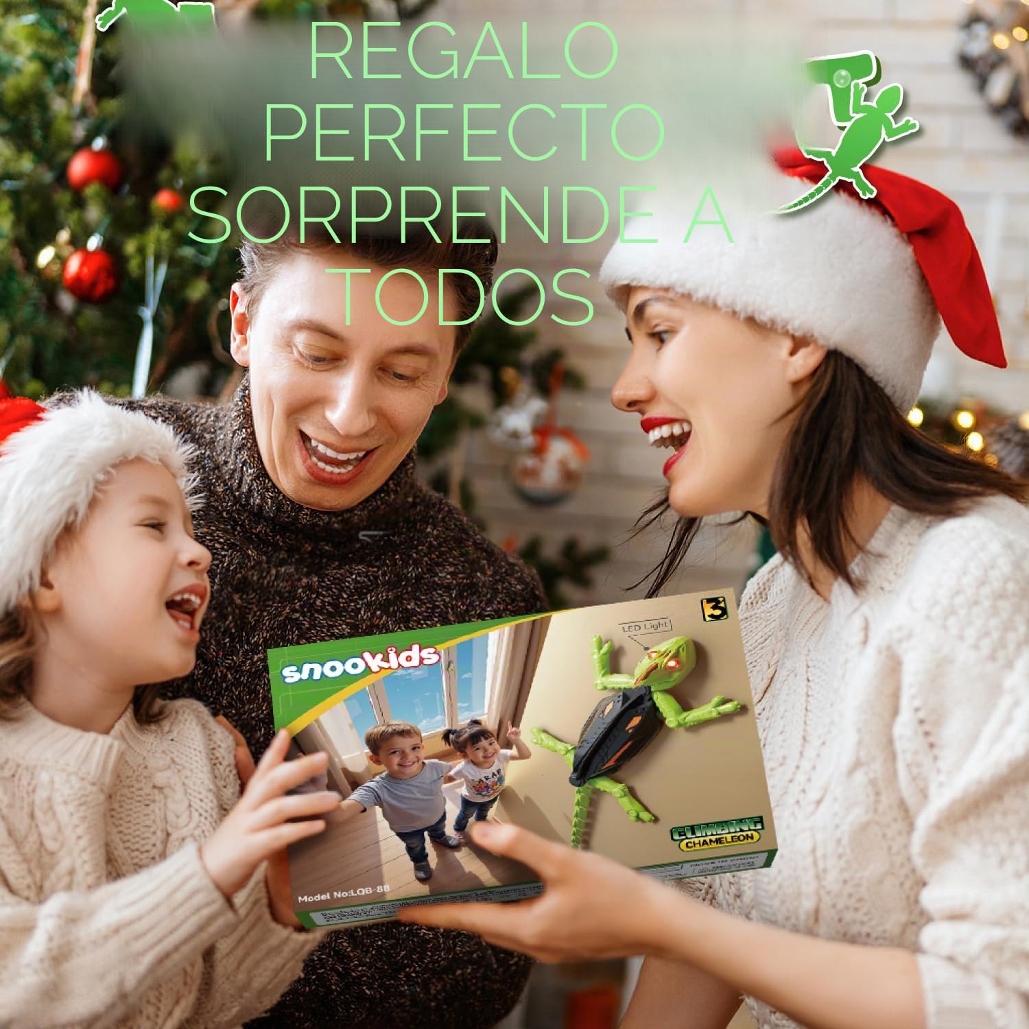 snookids Lagarto Teledirigido, Lagartija Teledirigida Gecko Radio Control Robot Juguete con Ojos LED Brillantes Movimientos Realistas, Regalos Fiesta de Cumpleaños Niños y Niñas de 3, 4, 5, 6, 7 y 8+
