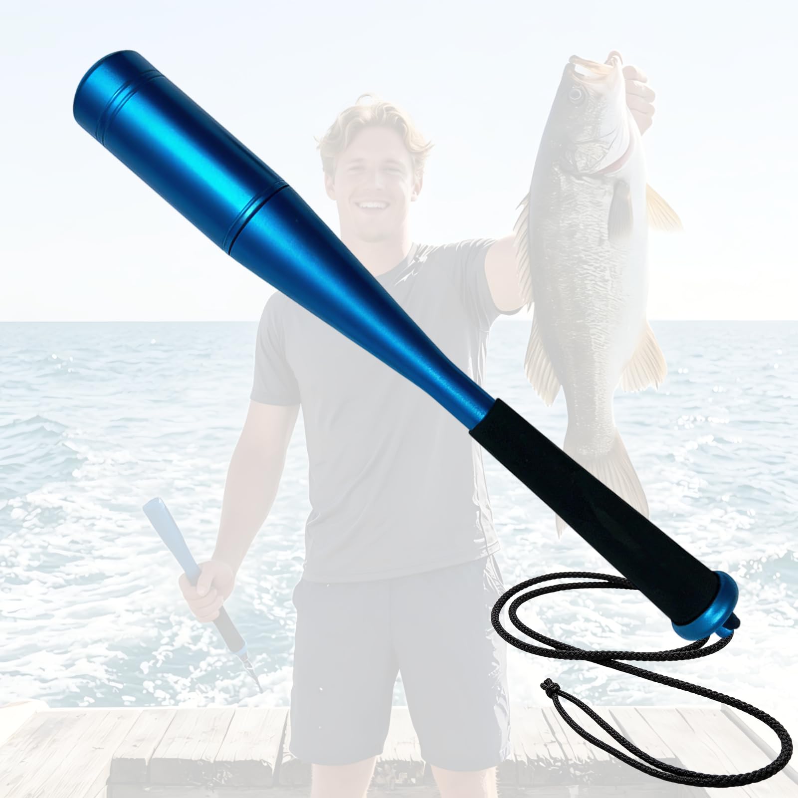 HETKRVN Metal Fish Bat, Portable Fish Whacker with Non-Slip EVA Handle and Hand Strap, Detachable Aluminium Alloy Fishing Priest