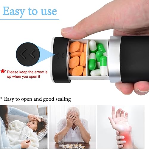 Miniatura 5 de greencycle Pastillero de 7 días, semanales, pastilleros diarios, contenedor portátil diario para pastilleros, pastillero de viaje, bonita caja de