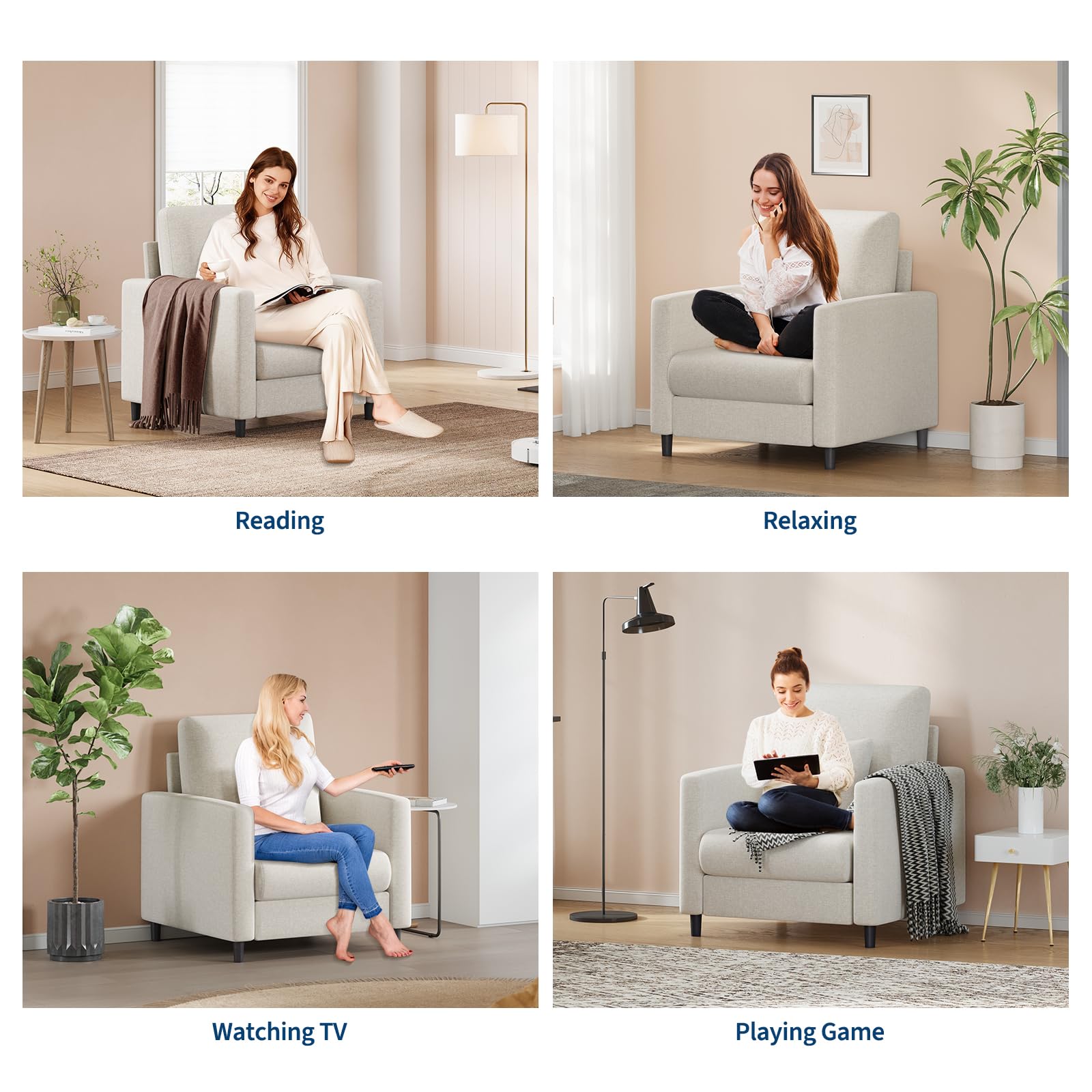 2-Sitzer Sofa & Akzentstuhl Set – Kompaktes & bequemes Design – Polyurethan-Polsterung – Ideal für kleine Räume, Wohnzimmer oder Schlafzimme