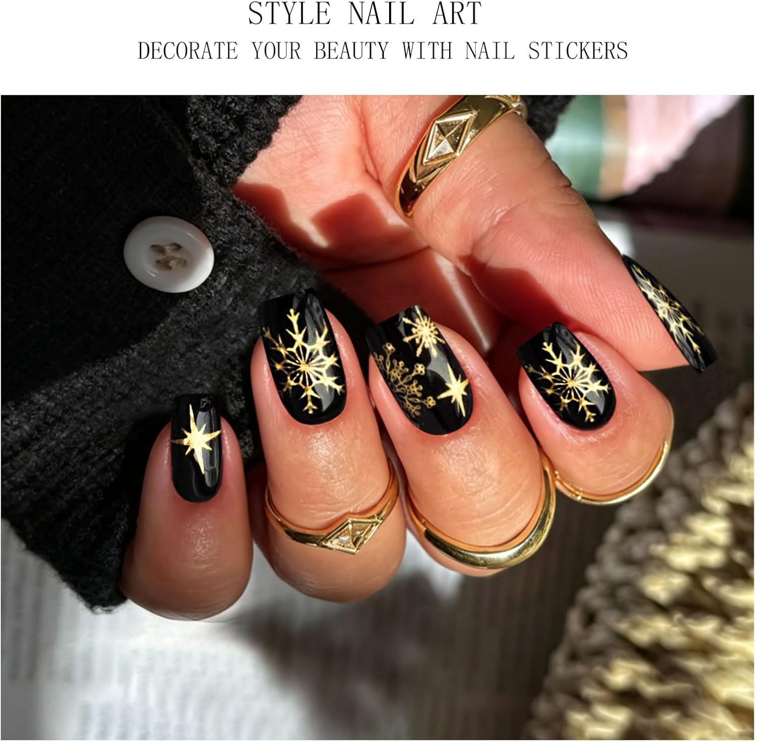 JMEOWIO Semi Cured Gel Strips Nail Art Sticker Wrap Christmas Snowflake
